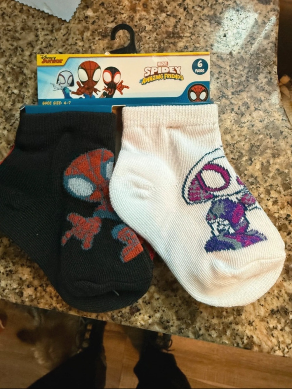 Spidey and Friends Kids Socks - Black & White. Shoe Size 4-7